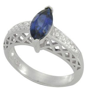 Lab Created Marquise Sapphire Sterling Silver Ring